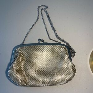 Jessica McClintock Gold Mesh Evening Crossbody Bag with Chain Strap